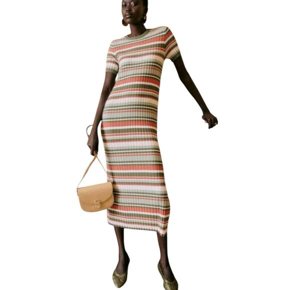 Sezane Dresses & Skirts - Sezane DOMITILLE Striped Knit Midi Dress Sz XS Bodycon